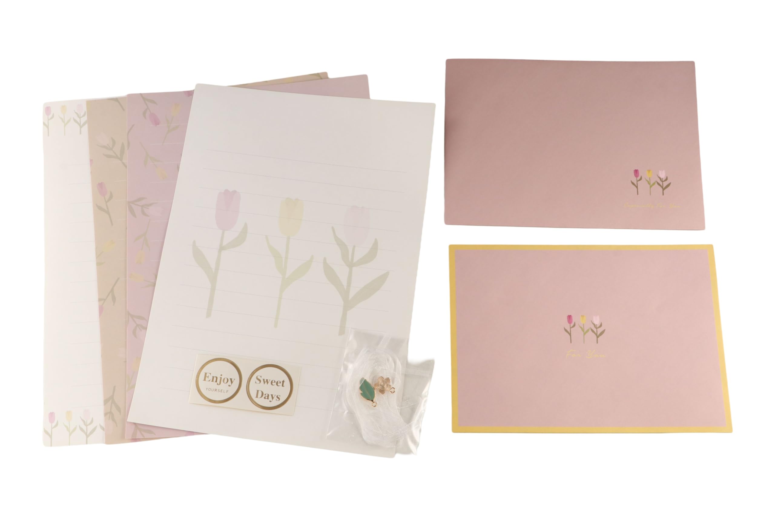 Papel de escritura estacionario con sobres, papel de escritura floral, papel de papelería vintage con calcomanías y cintas de gasa, 12 hojas con 6 sobres