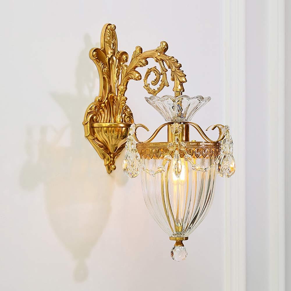 Chandelier Applique da Parete Moderna in Cristallo, Applique da Parete in Ottone per Fattoria per Interni, lampade da Parete Dorate Illuminazione per Interni Lampade da Parete cablate per Camera da