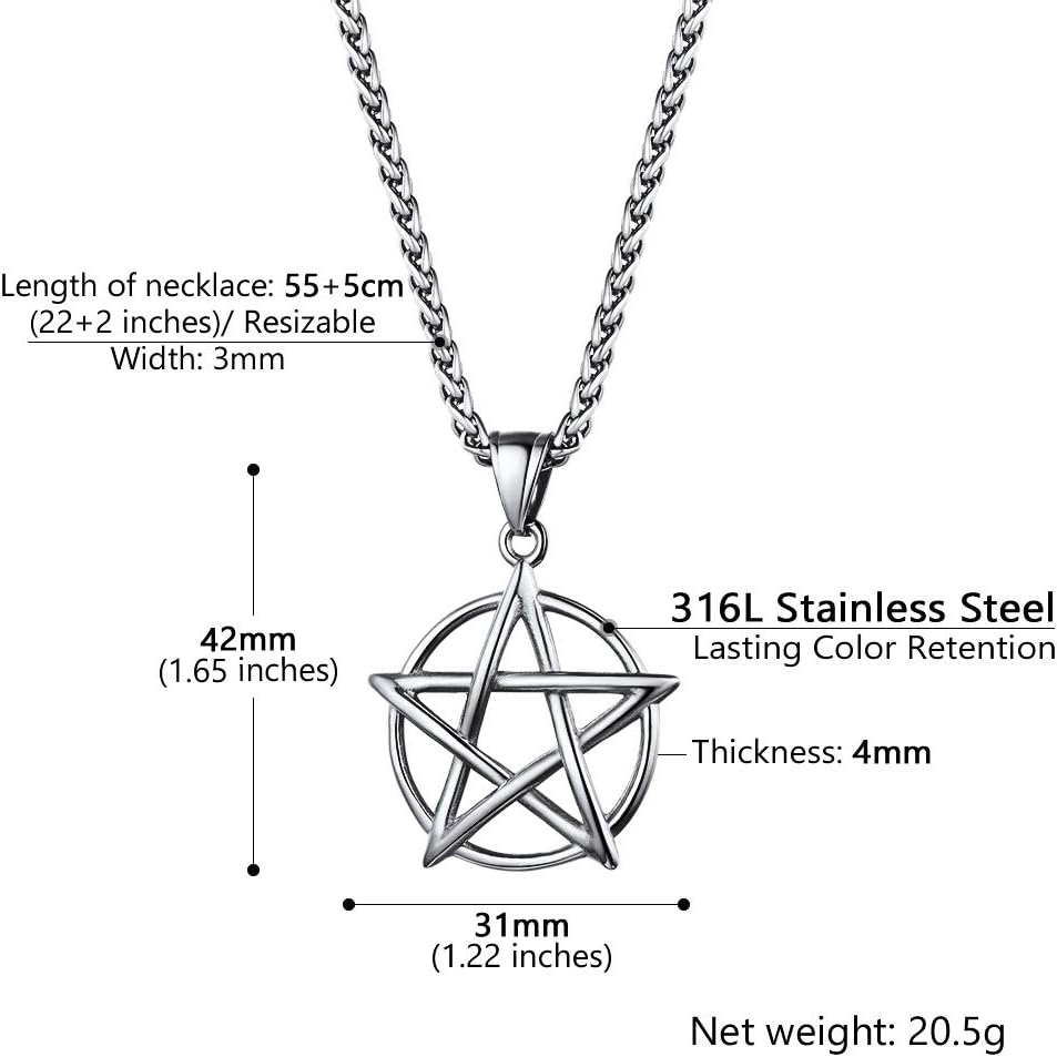 PROSTEEL Pentagram Pentacle Necklace for Men Women, Stainless Steel Tetragrammaton Amulet Satanic Jewelry, Wiccan 5 Point Star Satanism Pendant Necklace - Image 5