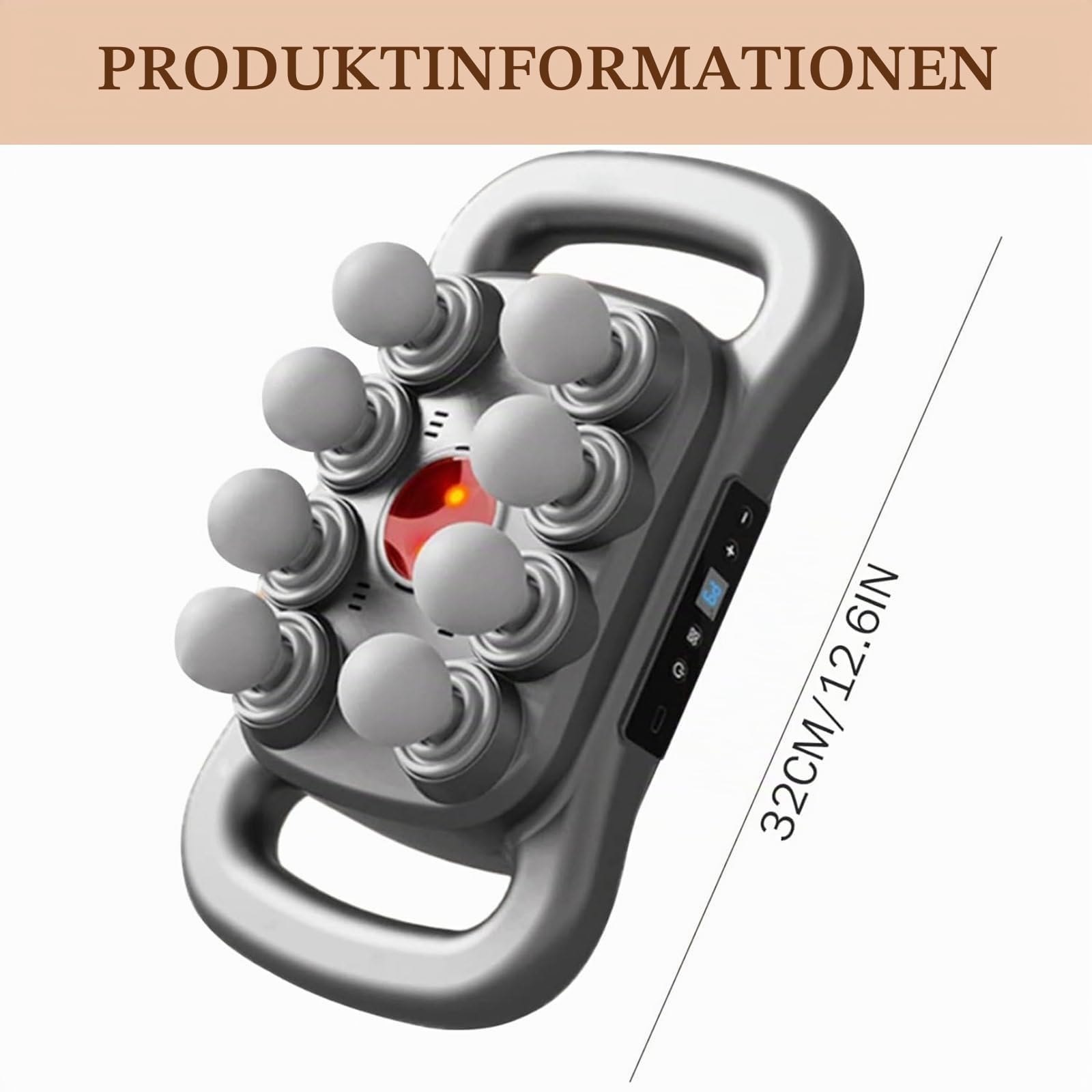 8/16 Köpfe Massagepistole Tiefengewebe, 3 Modi 30 Geschwindigkeiten Muskelmassagepistole, Typ-C Aufladen Elektrische Handmassagegeräte, für Home Office Workout Ganzkörper-Muskelmassage (grau-8 Köpfe)