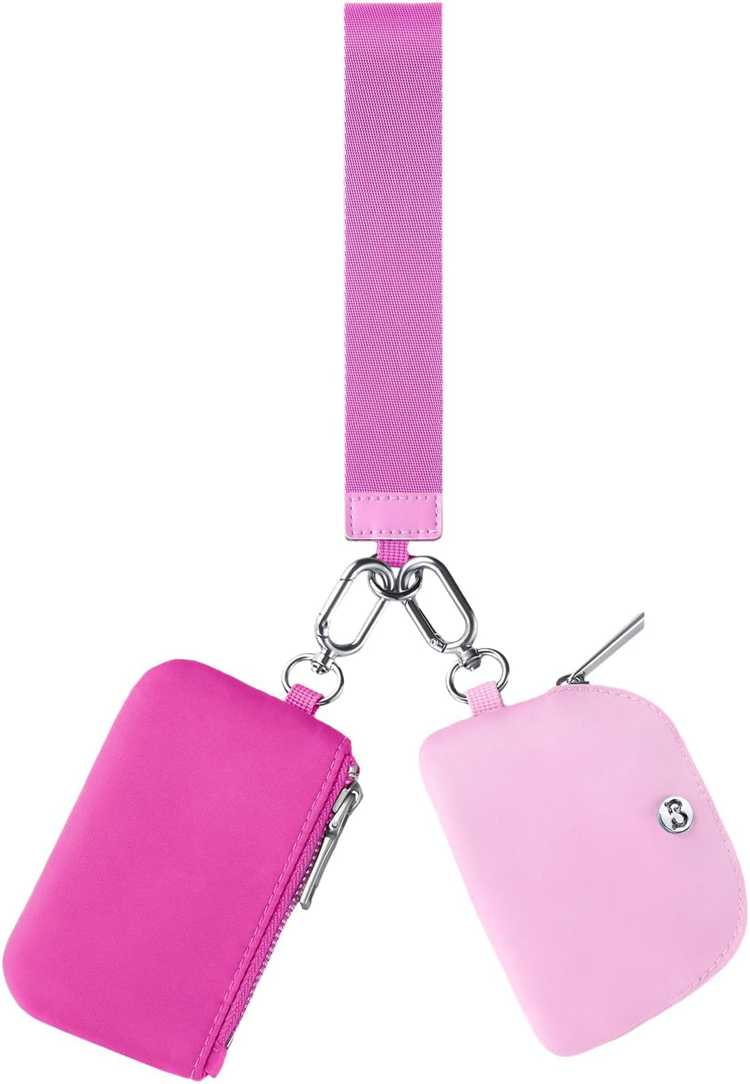 BabysunZip Around Dual Pouch Wristlet Portable Wristlet Wallet Detachable Coin Purse Pouch for Women