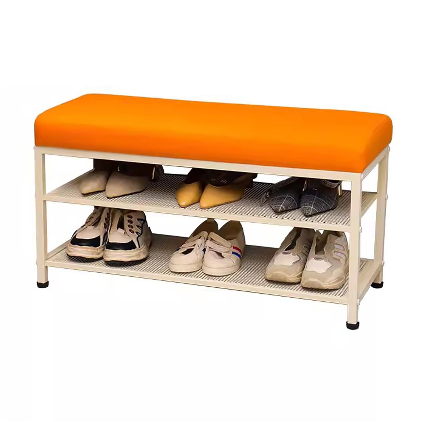Banc d'entrée blanc pour couloir et salon avec étagère à chaussures moderne
