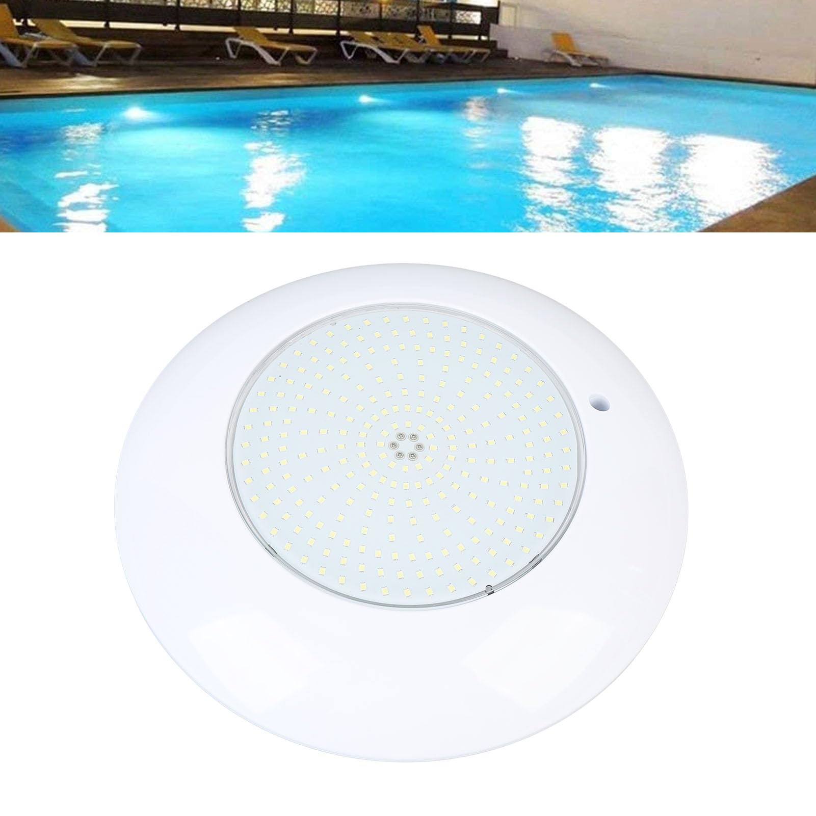 banapoy Oświetlenie Basenowe LED, 12V 18W IP68 Wodoodporna Podwodna Basenów Naziemnych Podwodna Wanna Spa Hydromasażem, 1800Lm Montowana ścianie Basenowa, Dekoracja Zewnętrzna (białe światło)