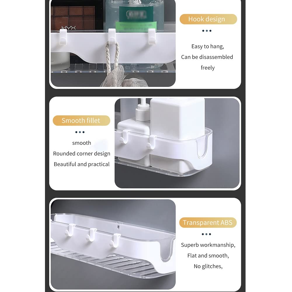 Organizador de ducha montado en la pared, estante de baño de plástico negro transparente para champú, cosméticos y artículos esenciales de cocina, solución de almacenamiento para el hogar