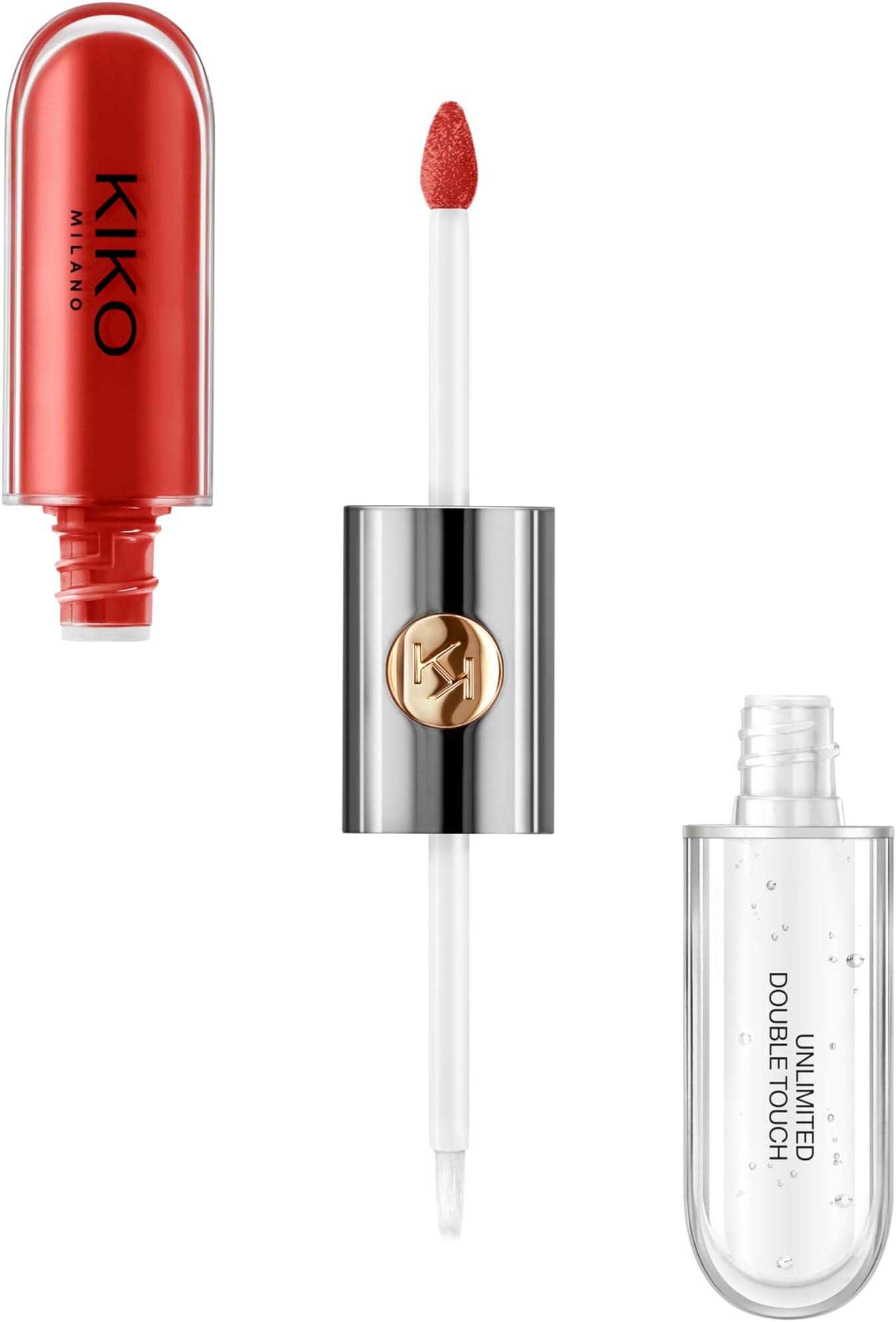 KIKO Milano Unlimited Double Touch 107 | Liquid lipstick with a bright finish in a two-step application. Lasts up to 12 hours. No-transfer base colour