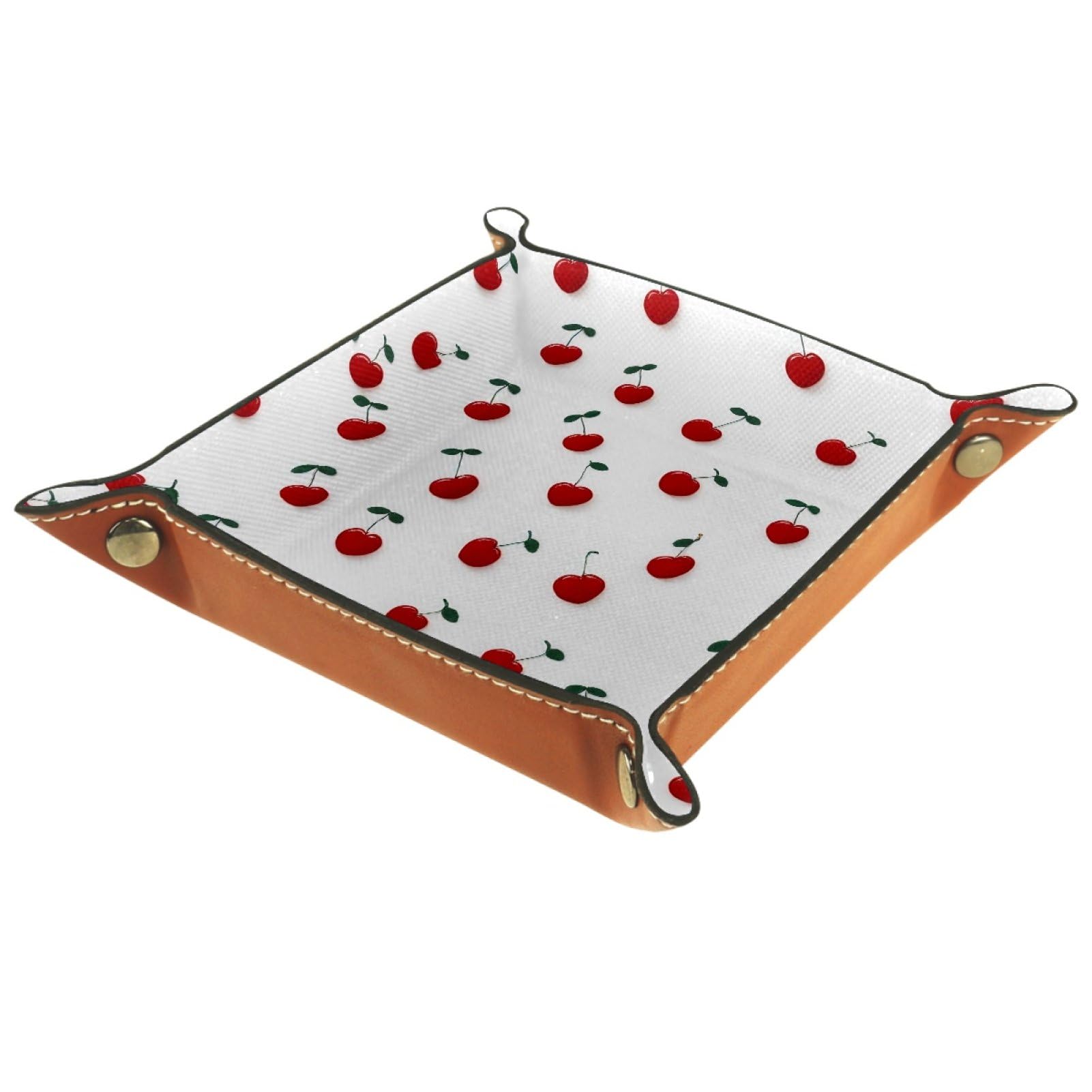 VAPOKF Cherry Portable Folding Dice Rolling Tray, Microfiber Leather Dice Holder for Dice Games Like RPG, DND and Other Table Games