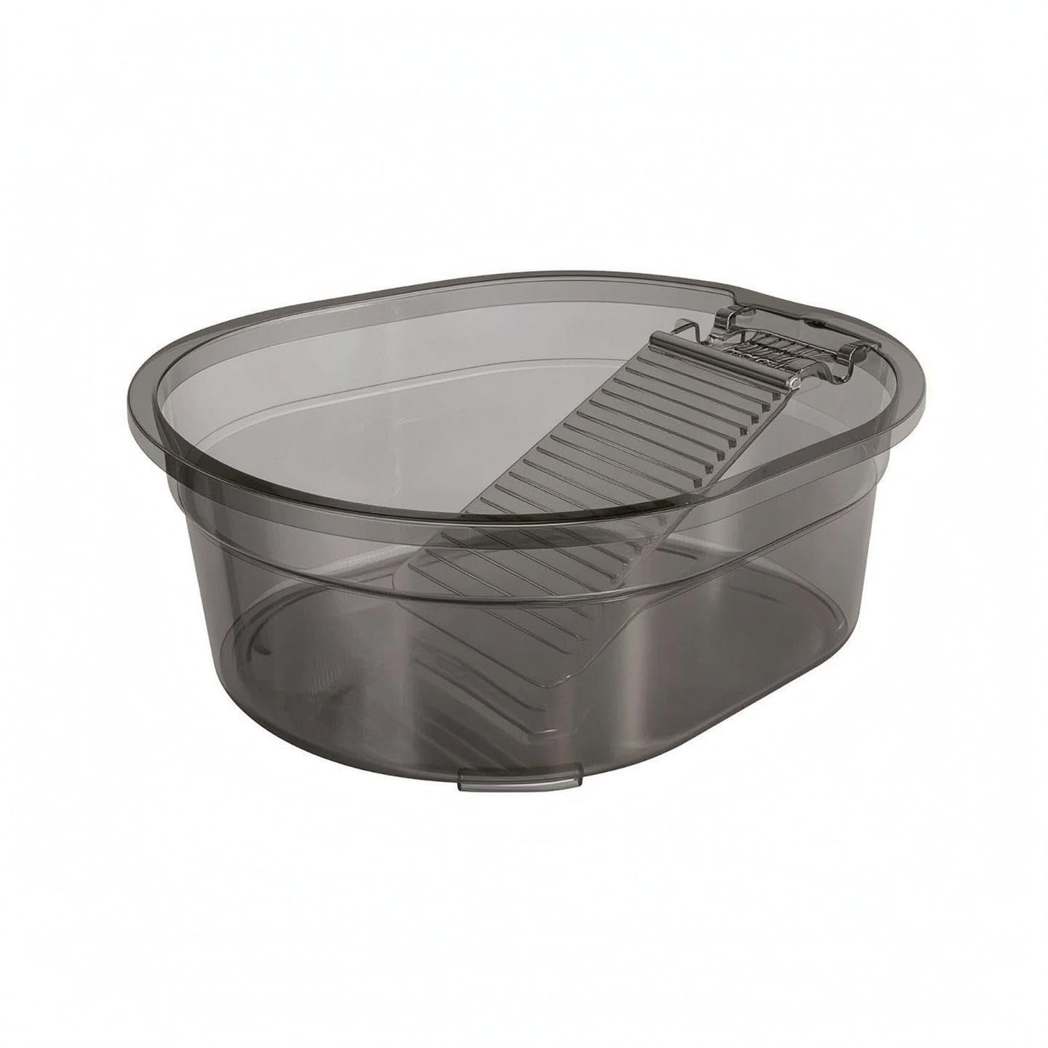 Raised Rim Washboard Tub Oval Shape Laundry Basin Thickened ABS Wash Basin Anti-Slip, Transparent Black-image-15
