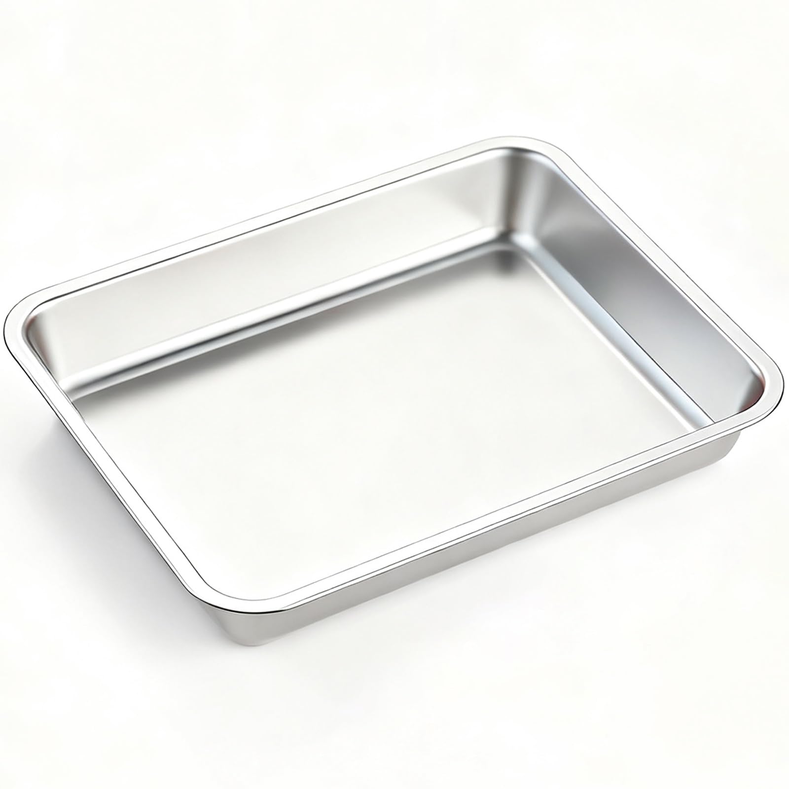 Backblech, Edelstahl Platte, Grillschale für Spülmaschinen, Servierplatten aus Metall für Küche, Grill, Laborinstrument, Haustierbehandlung(26.8 * 20.8 * 4.5cm/10.6 * 8.2 * 1.8in)