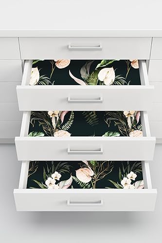 Miniatura 4 de Papel tapiz de hojas verdes tropicales, papel tapiz floral para despegar y pegar, papel de contacto negro, papel de contacto extraíble, bohemio,