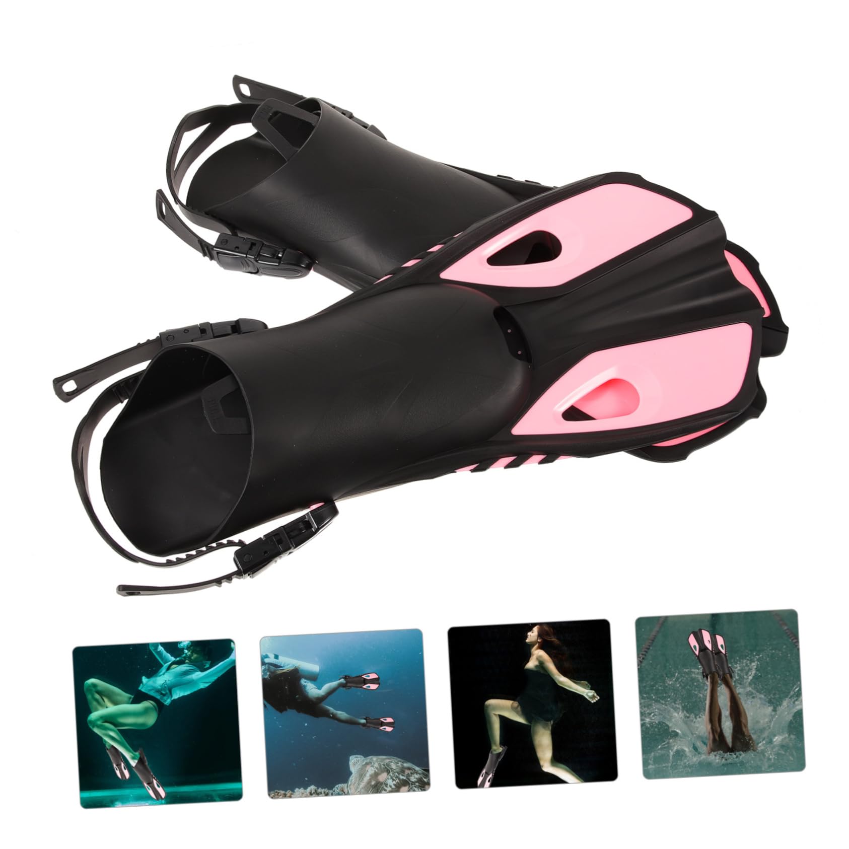 Aletas de Buceo para Adultos en Goma Rosa, Ligeras y Ajustables, Ideales para Entrenamiento y Ejercicios de Natación