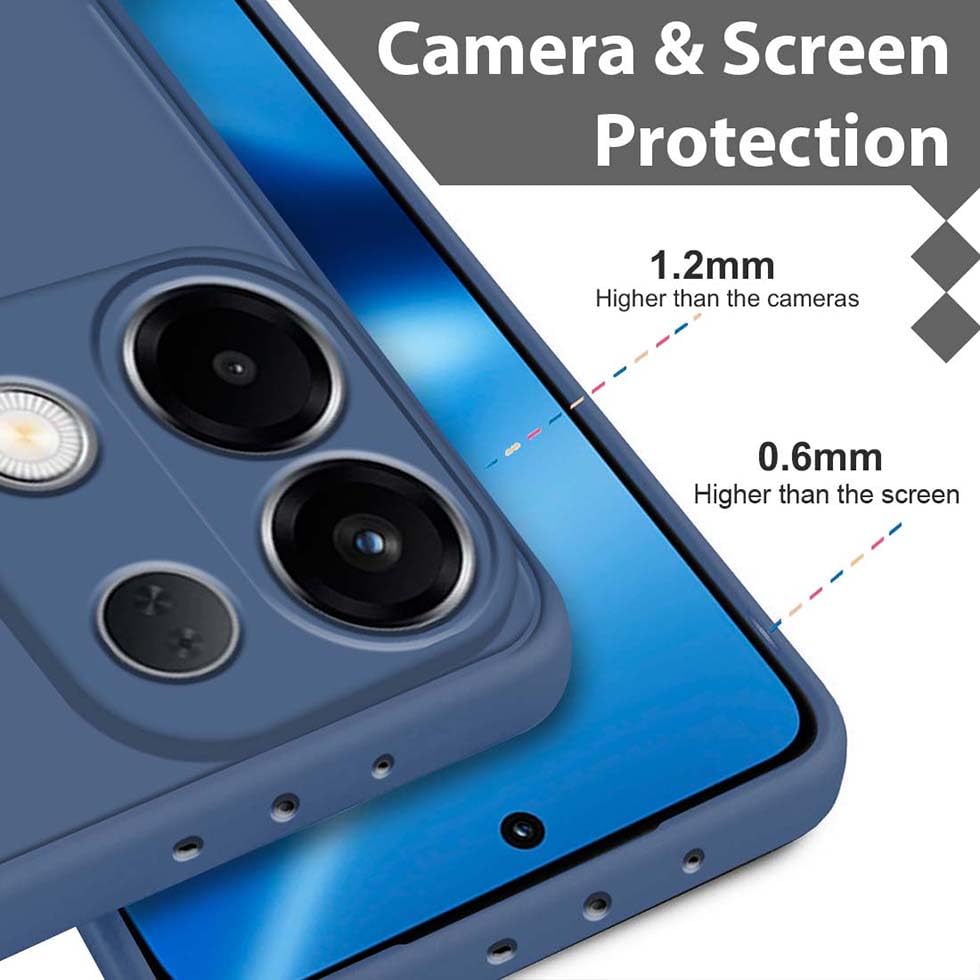 Image of Fashionury Liquid Silicon Back Cover for Oppo K13 5G | Inner Velvet Fabric | Camera Protection | Anti-Fingerprint | Ultra Slim Case (Blue)