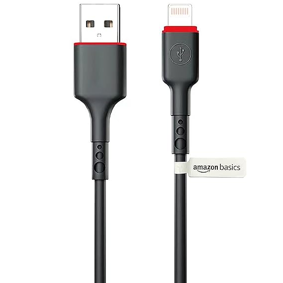 amazon basics Tpe Usb Lightning Charging And Data Sync Cable,For Iphone 14,13,12,11,X,8,7,6,5,Ipad,Air,Pro,Mini (102cm, Black)