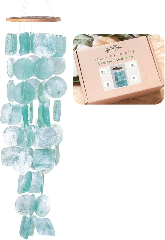 Solange & Frances Wind Chimes for Outside, Sea Glass Windchimes for Outside, Gifts for Mom, Ideal Gifts for Women who Have Everything, Outdoor Summer Decor