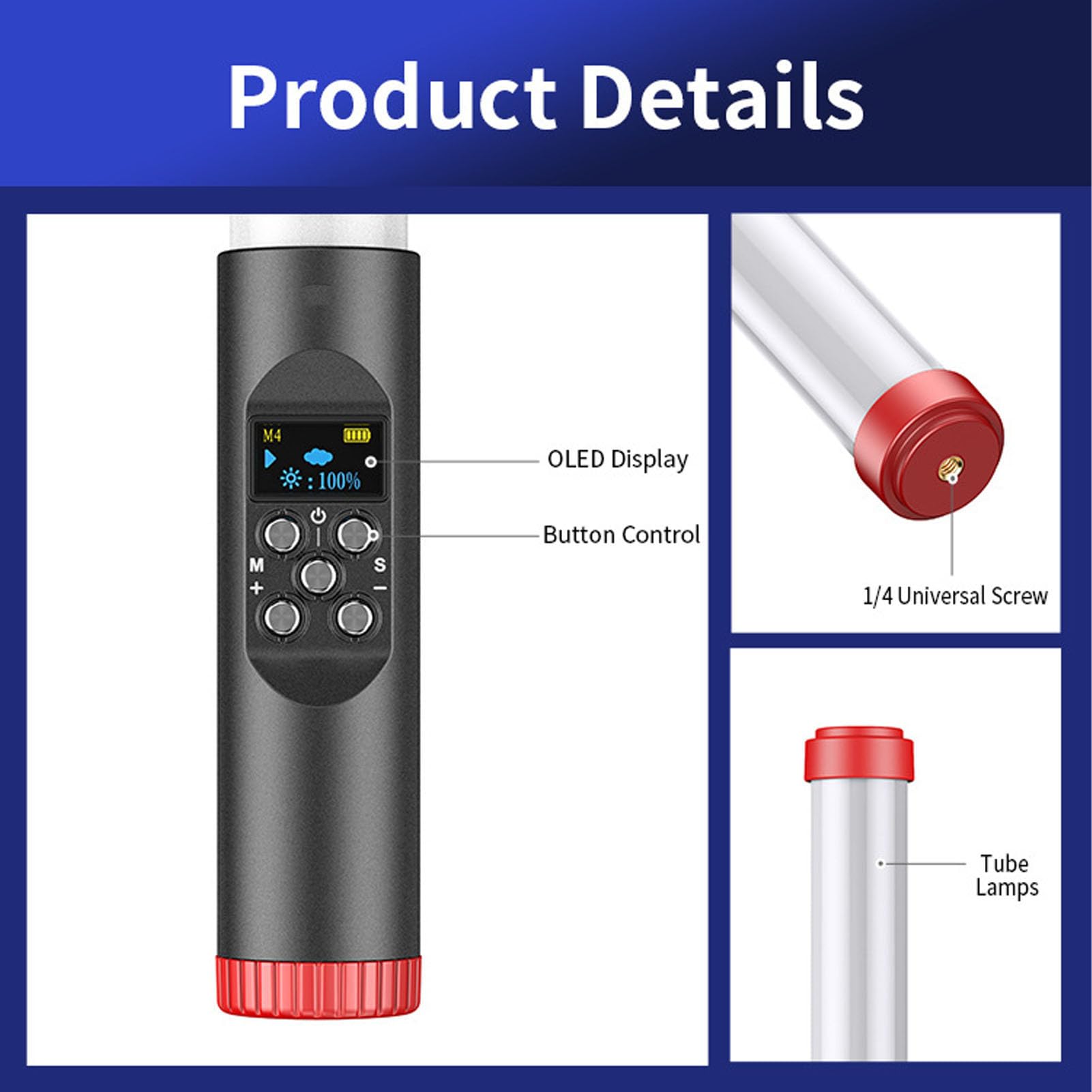 Bacchetta Luminosa Portatile, Bastoncino a LED a LED RGB a Colori con Telecomando, 3000K-6000K, con Batteria Ricaricabile da 3000 MAh
