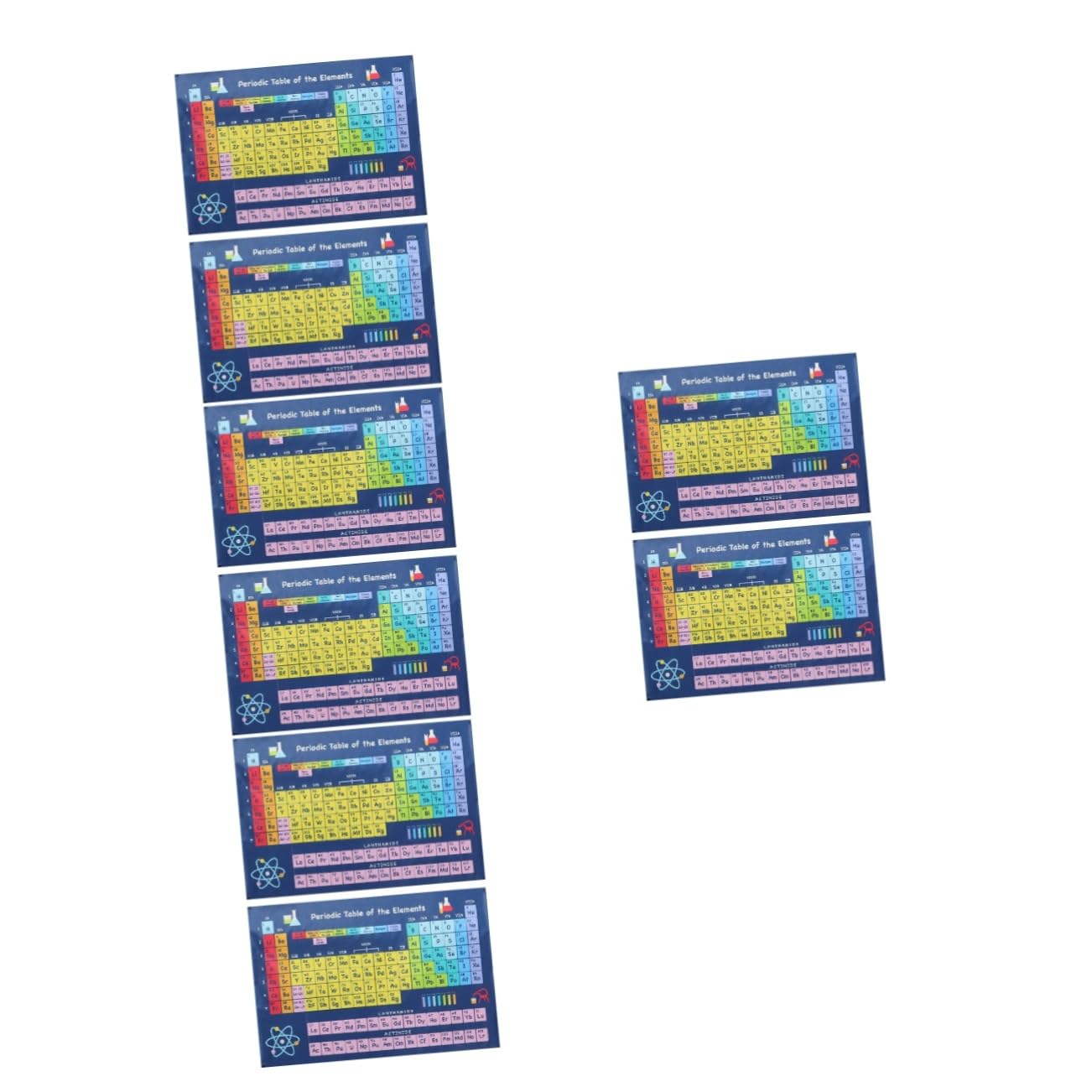Lurrose 8piezas Póster De Elementos Químicos Para Aula y Estudio Tabla Periódica Para Aprendizaje Infantil y Decoración Escolar