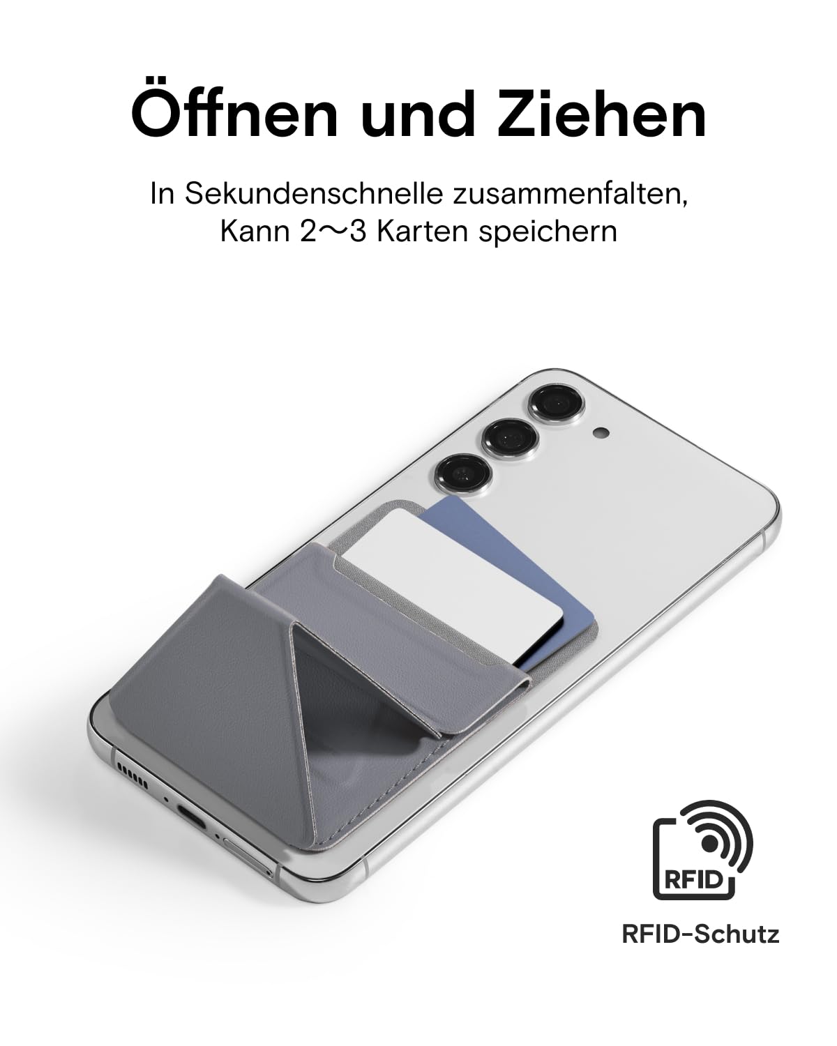 MOFT Kartenhalter Handy Ständer, Unsichtbare Selbstklebende Kartenhalter Portemonnaie, Veganes Leder Stick On Karten Portemonnaie für iPhone Android Smartphones (Jet Black)