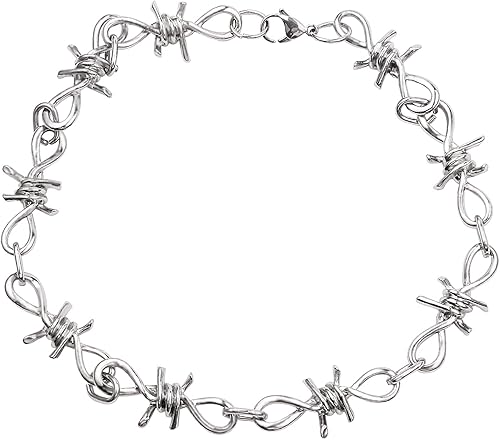 Collar de alambre de púas gótico unisex 20 pulgadas, hip hop, alambre de púas, gargantilla, collar de gargantilla, joyería punk, regalo para