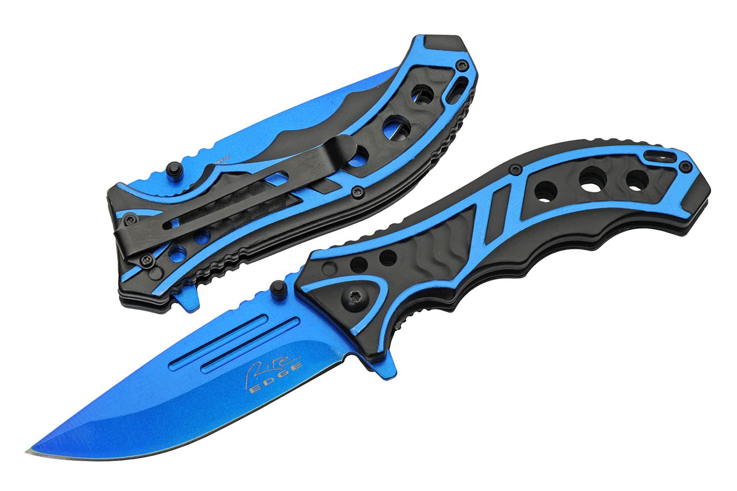 Blue Stainless Steel Blade Aluminum Handle 4.75 inch EDC Folding Knife