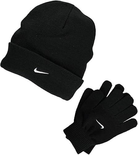 Nike Conjunto de sombrero y guante de 2 piezas talla única para niños color negro