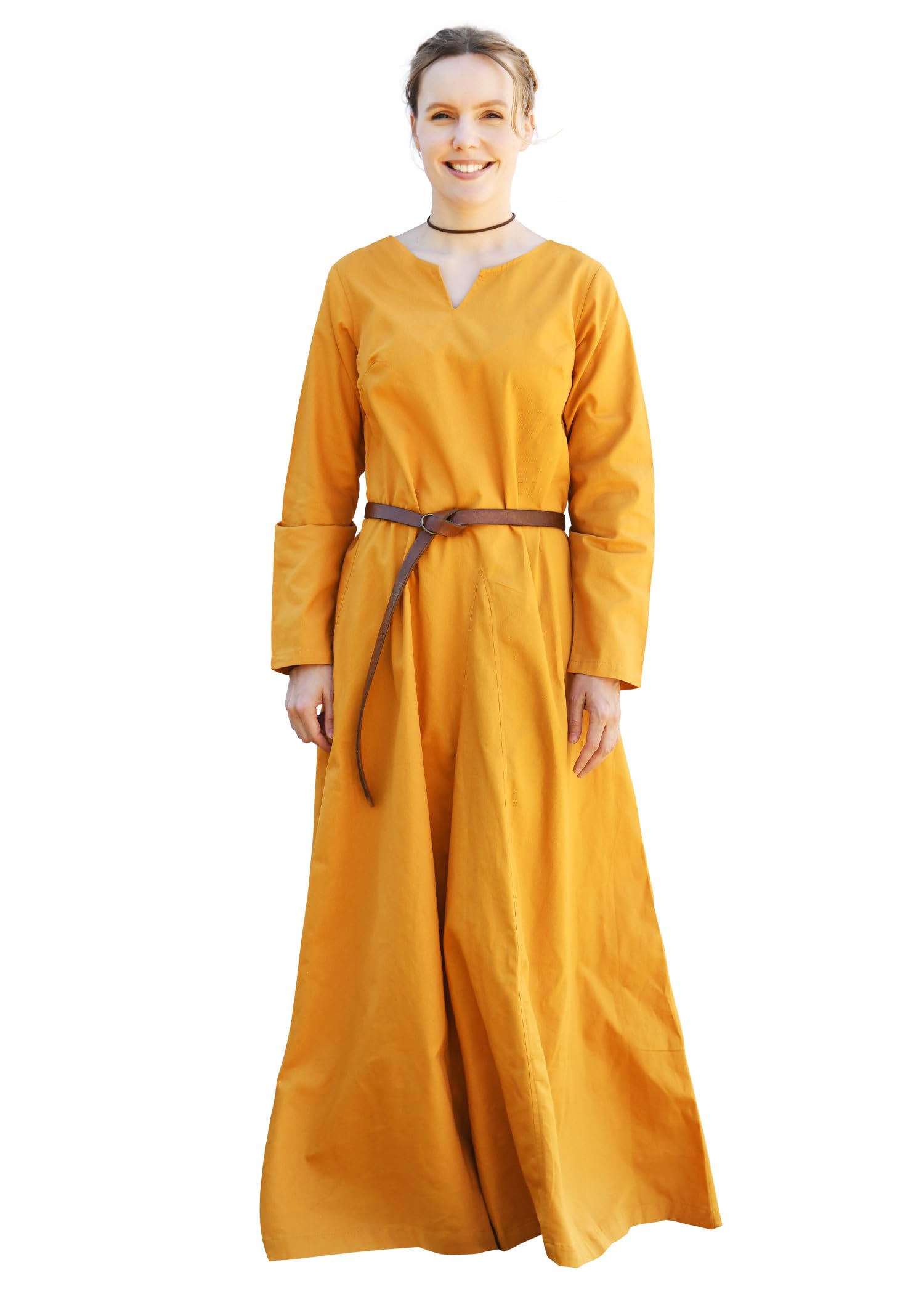 Battle-Merchant Women's Yellow - Light Medieval Dress Milla - Viking Dress For - Larp Fantasy - Mustard - M
