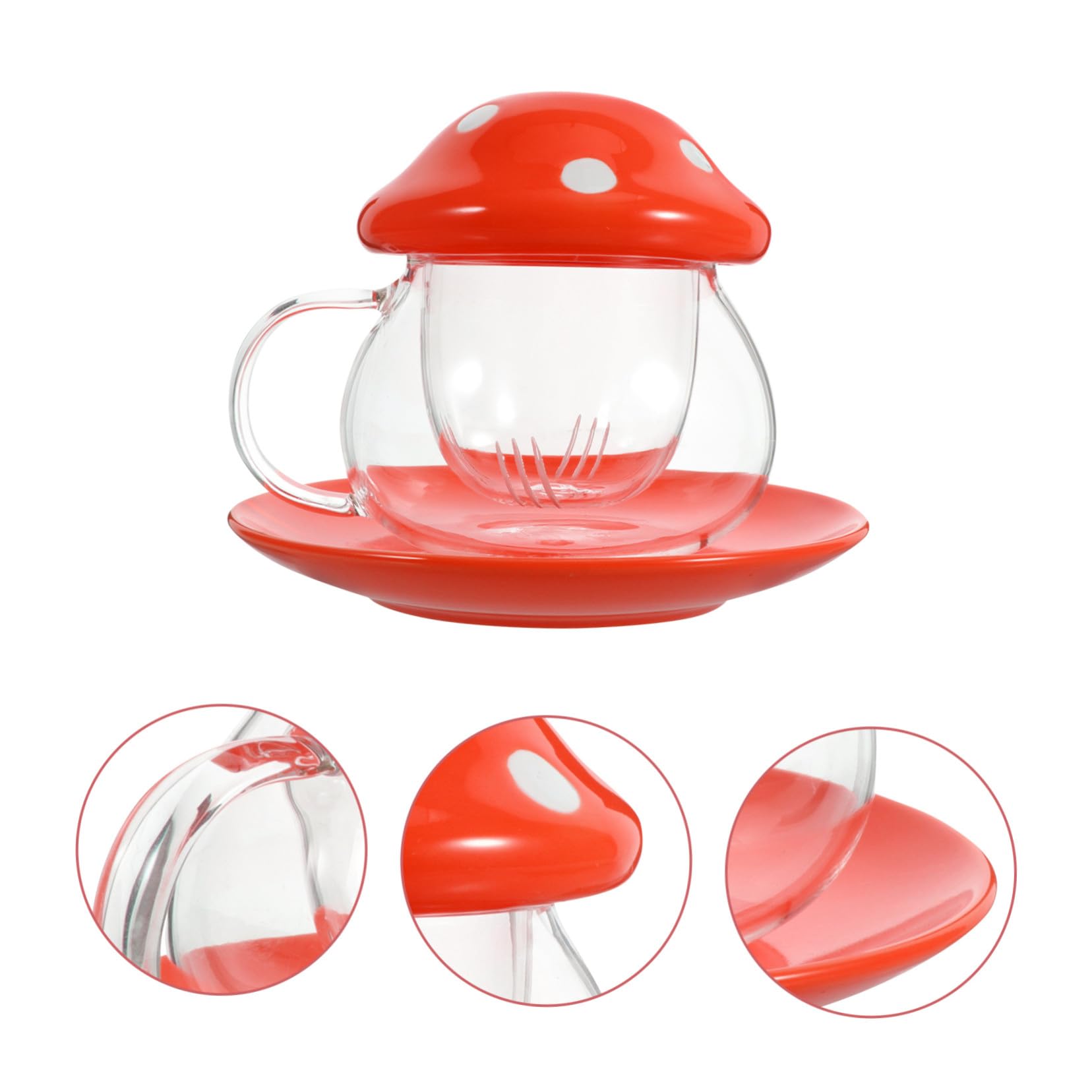 TEHAUX Taza para Té Infusor de Cerámica y Vidrio Forma de Hongo, Asa Ergonómica, Adecuado Hogar y Disfrutar Infusiones Delicadas
