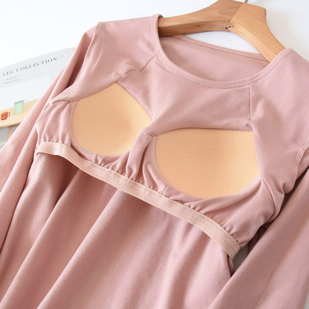 Conjunto de Pijamas para Mujer - Moda Primavera Otoño Señoras Algodón Tejido Ropa de casa Traje Casual Almohadilla en el Pecho Conjunto de Pijamas de Manga Larga para Mujer Household faucets