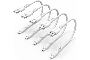 Ultra-Short 6 Inch USB to Lightning Cable, 5-Pack for Fast Charging