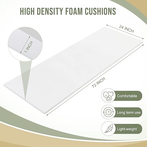 Miniatura 3 de Frienda 2 piezas de espuma de tapicería de 1 x 24 x 72 pulgadas de espuma de poliuretano blanco acolchado de espuma de poliuretano para reemplazo de