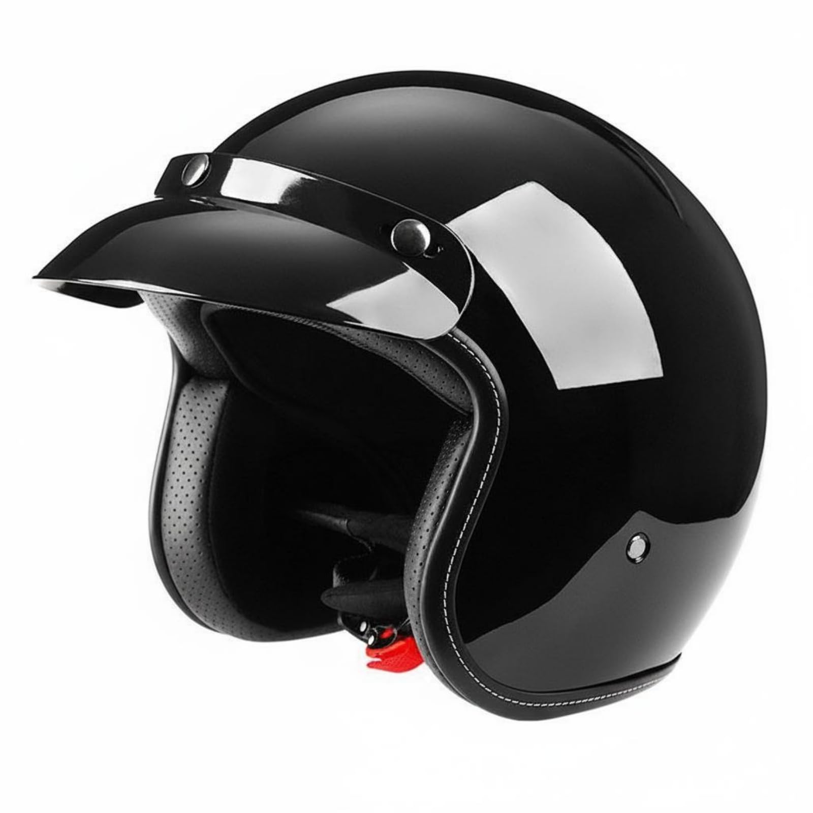 Ojiva® Padded Interior 701 Design Helmet Chin Strap Retro Half Helmet Brim | Made from ABS, this motorcycle helmet features a rounded shell that supports sturdy everyday head protection while keeping-image-49