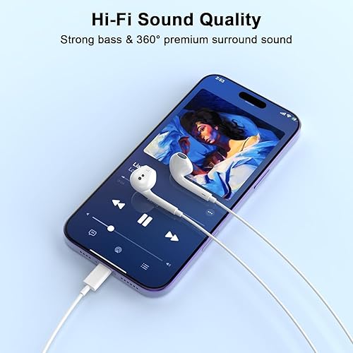 Miniatura 4 de Paquete de 2 auriculares con cable para iPhone, con certificación MFi, micrófono integrado y control de volumen, auriculares de reducción de Nosie