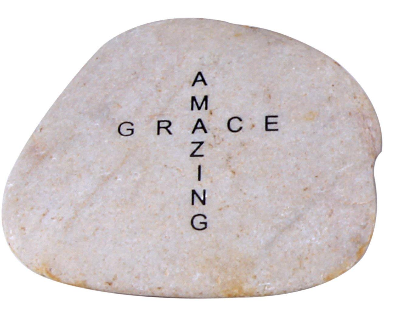 Holy Land MarketAmazing Grace Cross Extra Large Engraved Natural Stones from The Holy Land : 4-5 Inches
