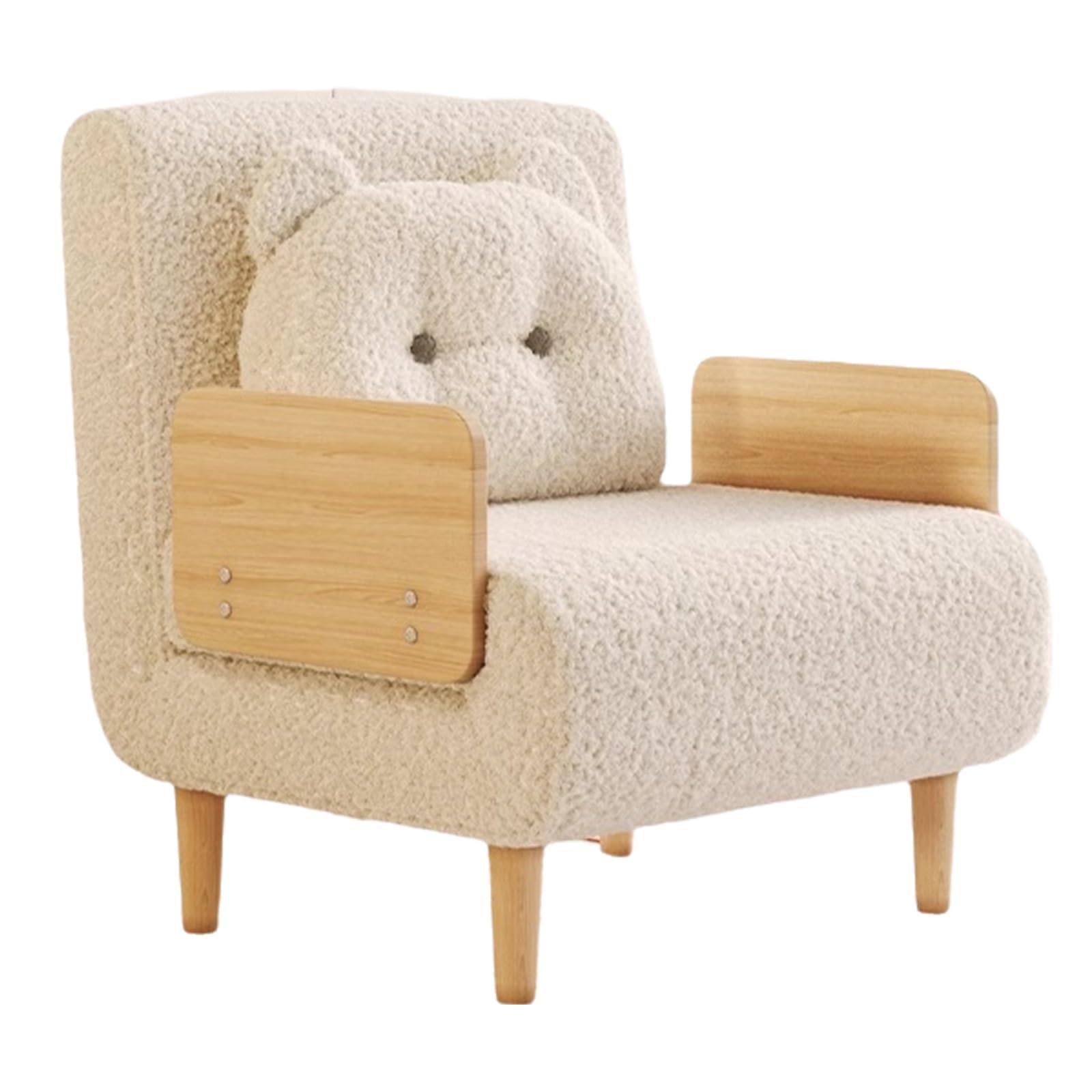 Klappsofa mit Schlaffunktion Zwei Bezugsstoffe Hochelastischer Schaumstoff Seitenteile aus Massivholz Recamiere Beige Geeignet für Schlafzimmer, Wohnzimmer und Büro(A)