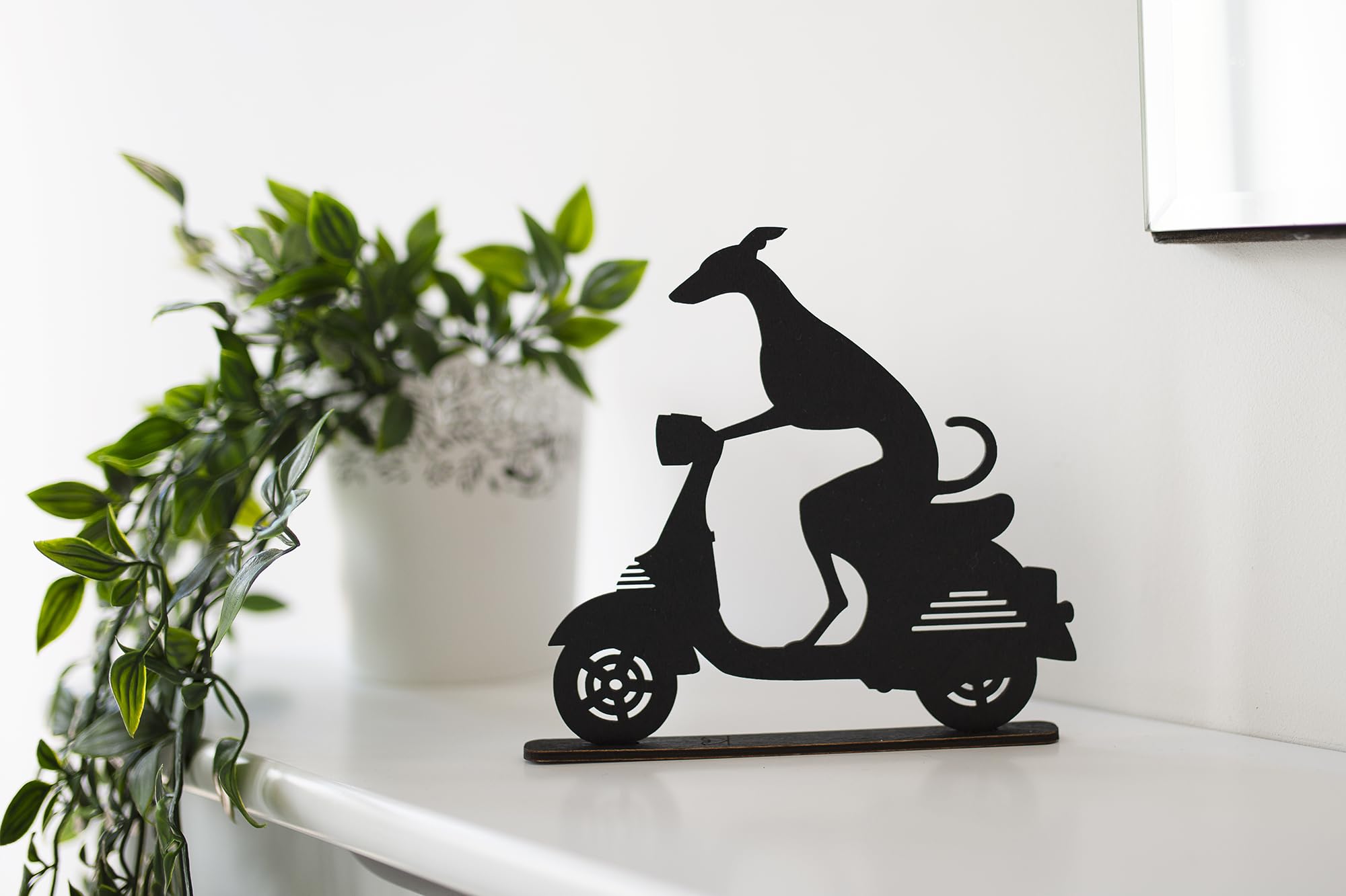 Whippet/Greyhound Silhouette Ornaments, various designs including Whippet on a motorbike - Image 4