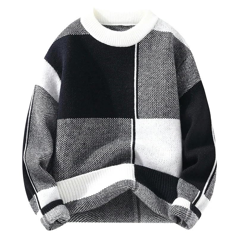 Sweaters Men Winter Korean Style Mens Warm Sweater Mens Sweaters Plaid Patterns Men's Pullovers Male2