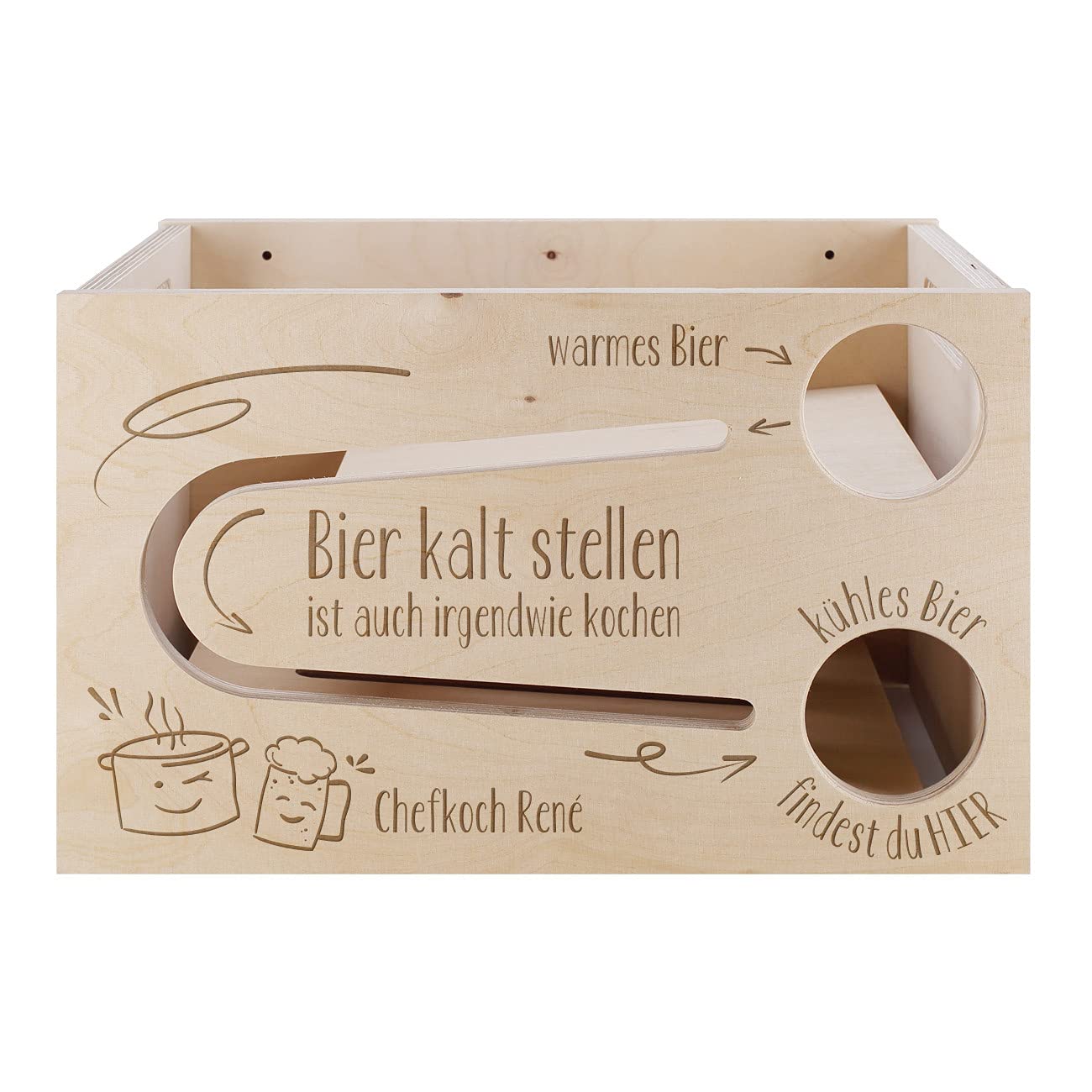 Herz & Heim® Männer-Geschenk Bierrutsche mit persönlicher Gravur Bier kalt Stellen ist wie Kochen