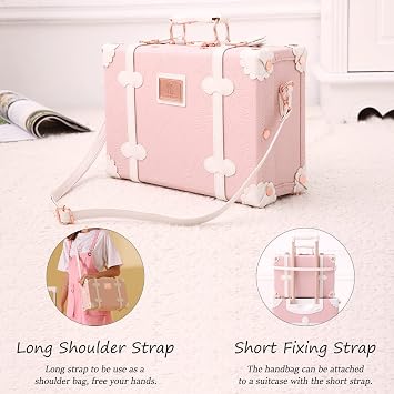 Unitravel 3 Piece Vintage Luggage Set with Cosmetic Train Case for Women