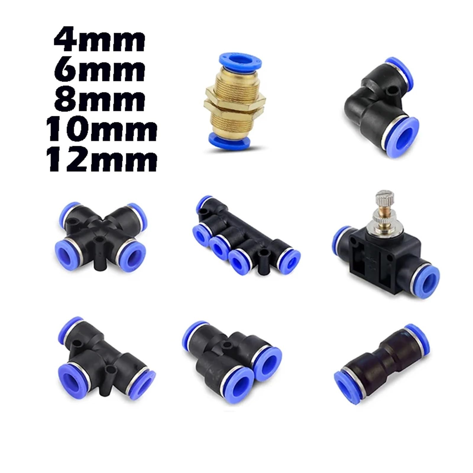 Pneumatischer Luftanschluss 5PCS Pneumatische Armaturen Schnellkupplung Luftschlauch Anschlüsse Kunststoff PU PY 4mm 6mm 8mm 10mm 12mm Schlauch Fitting(PM(5PCS),12mm)