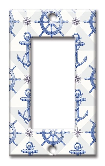 Art Plates - Single Gang Rocker Oversize Switch/Over Size Wall Plate - Nautical