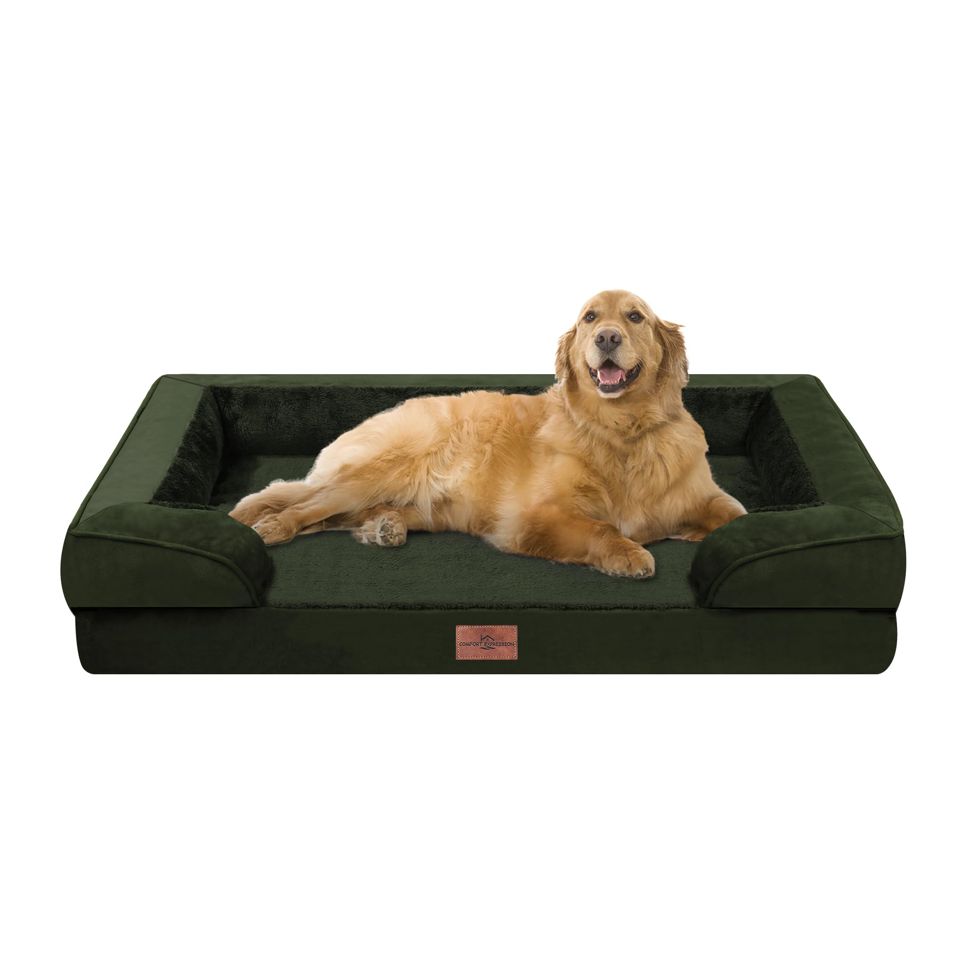 Comfort Expression Orthopedic Dog Bed for Extra Large Dogs 42x30 Inch, Waterproof Egg Crate Foam XL Pet Bed with Removable Bolsters, Dog Couch with