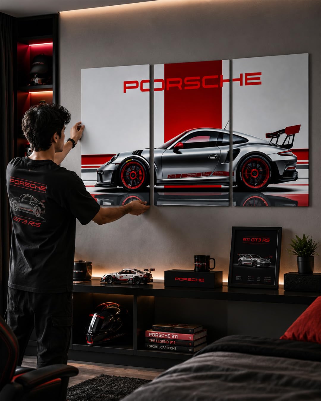 Racing Car Self Adhesive Wall Sticker, Pack of 3 | Waterproof, Removable Wallpaper, For Bedroom Living Room Kitchen, Design 1-image-30