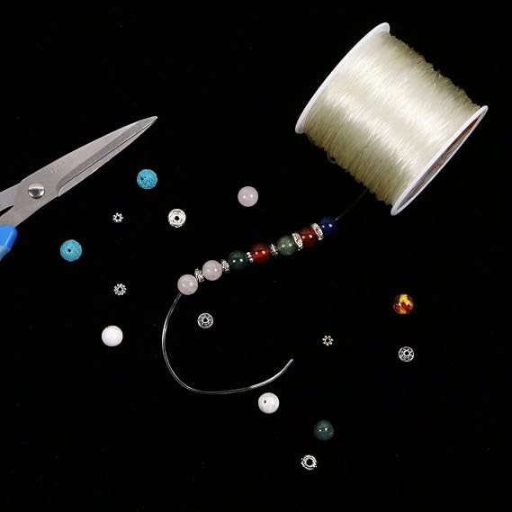 Kissbuty 100 Meters /Roll 1.0mm Elastic Stretch Crystal Nylon Thread Fishing Line Wire for Craft Bracelet Beads, 100meter