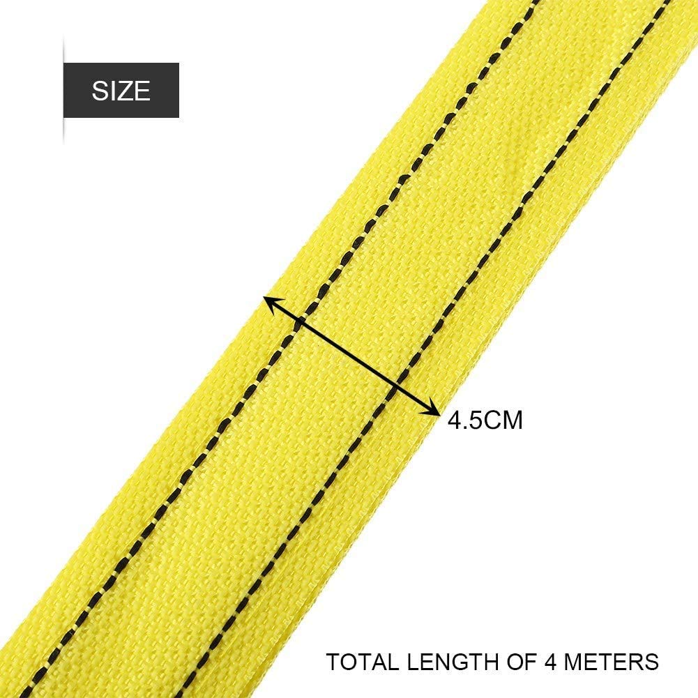 Sangle De Remorquage 5 Tonnes, 5 M, Crochets De Sécurité - En Polyester, Largeur 4,3 Cm, Couleur Jaune | Pour Voiture, 4x4, Utilitaire