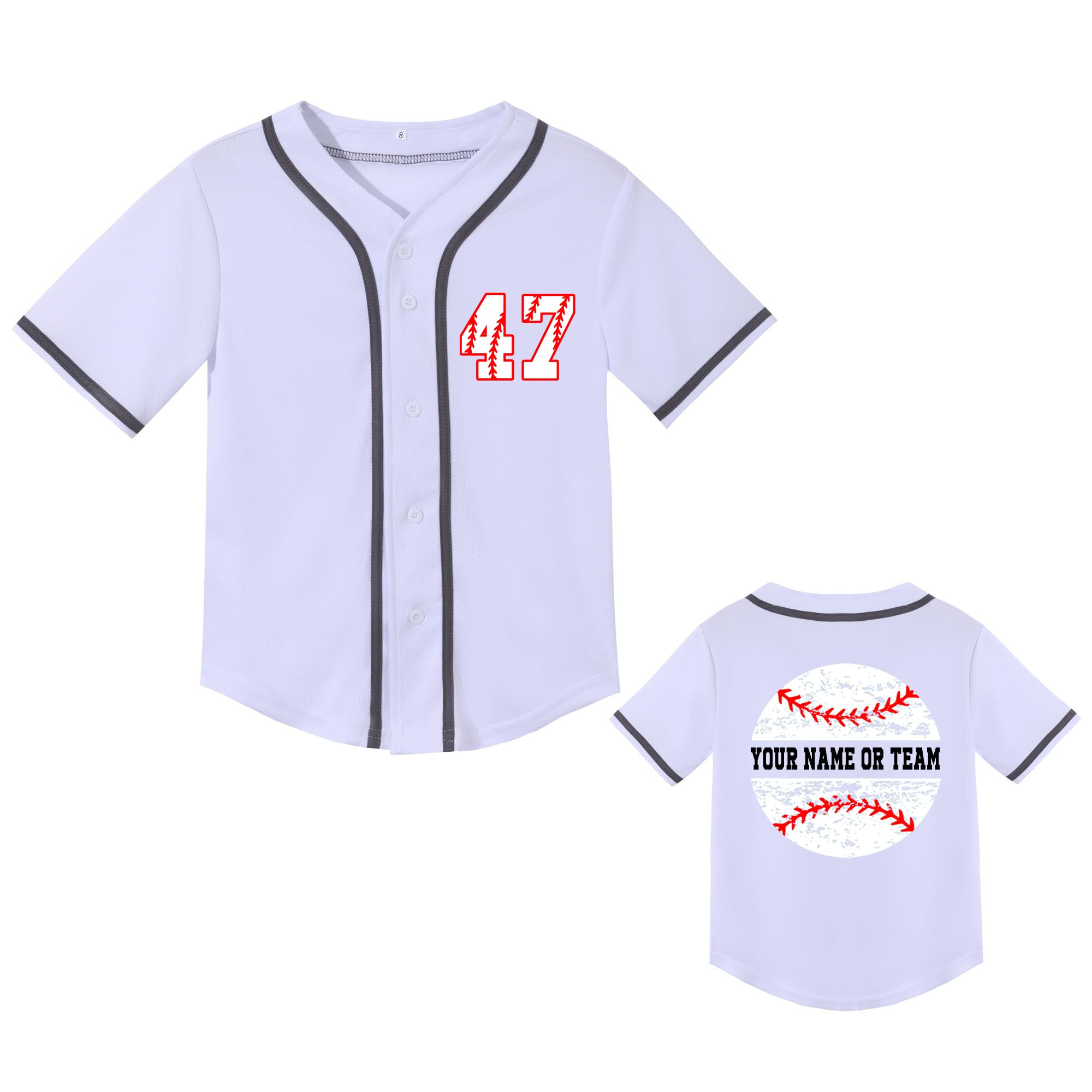 Custom Baseball Jersey Kids Custom Shirt Youth Sports Uniform Personalized Name Number for Boys Girls