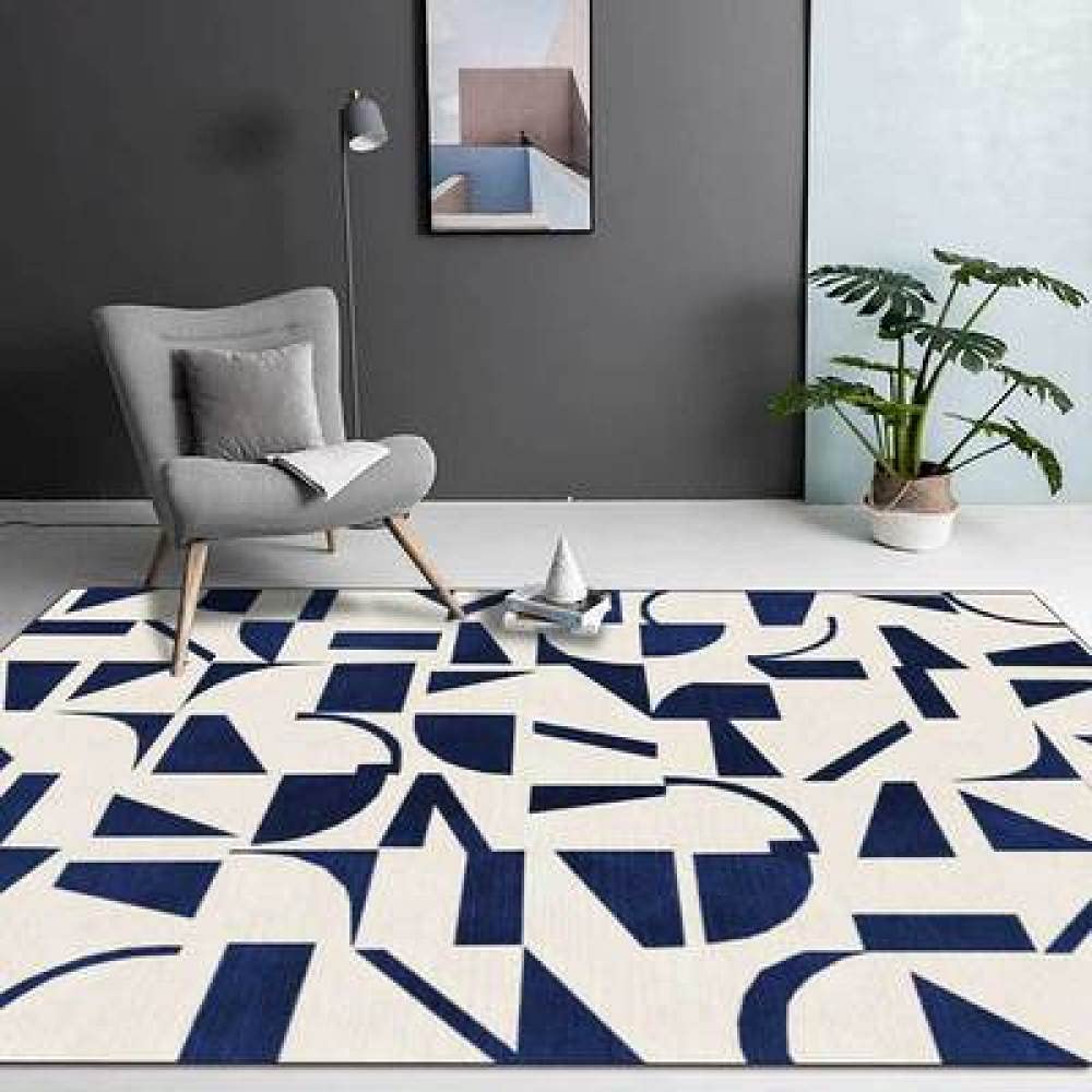 Dywany salon dywaniki proste geometryczne szwy niebieski i biały antypoślizgowy bardzo duży średni wystrój domu dywaniki podłogowe 140 x 200 cm