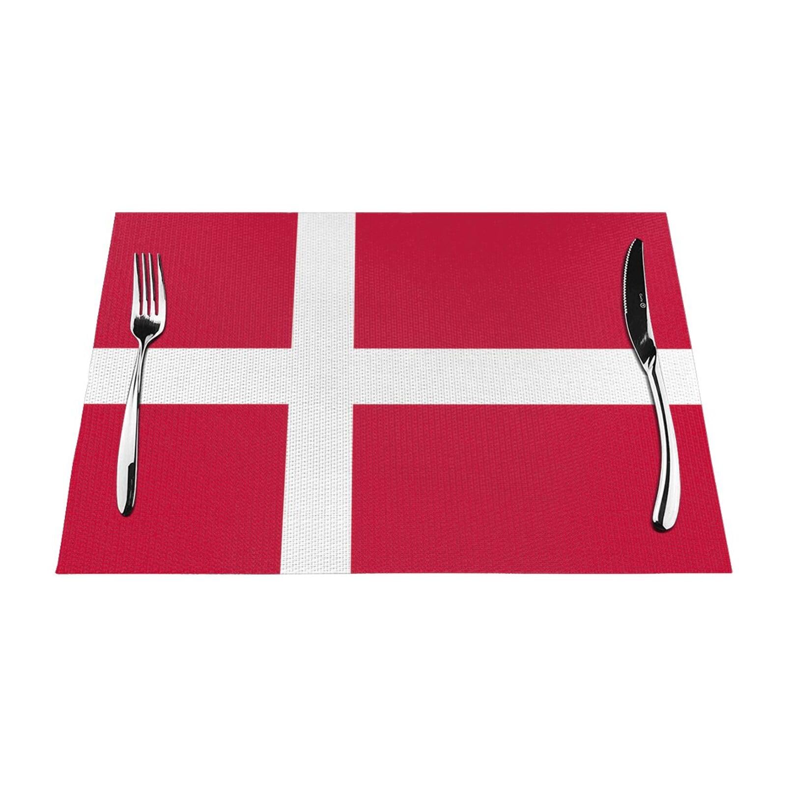 Danish Flag 4 Pcs Patterned Woven Placemats are Non-Slip and Heat-Resistant and Complement Any Table