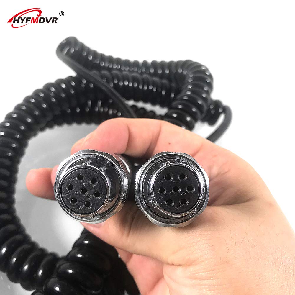 Trailer Wire Electrical Spiral Cable 7 Core Spiral Coiled Wire Cable for 4 Vehicle Cameras - Cables, Adapters & Sockets -