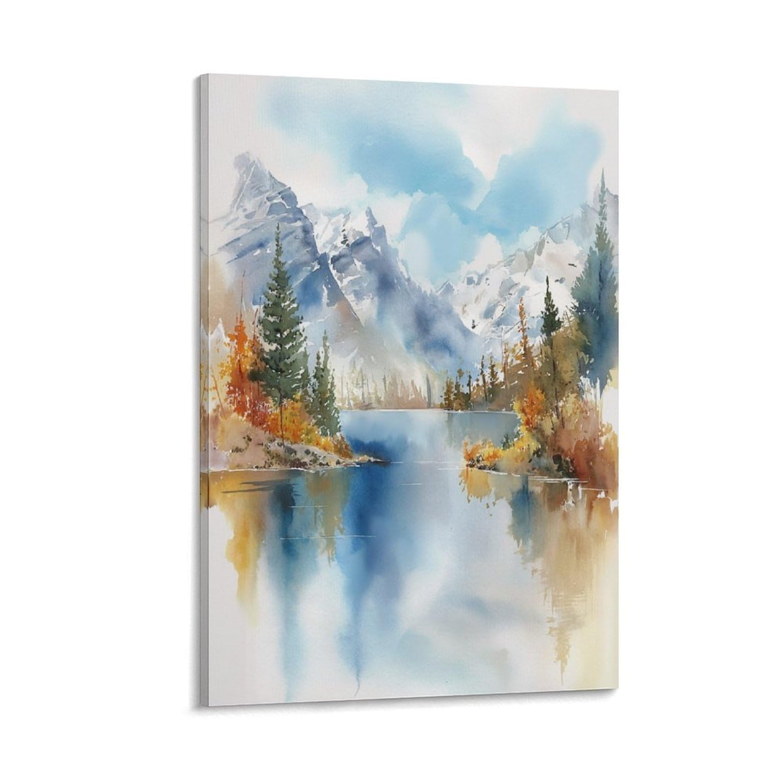 XWYMXZ Banff Watercolor Painting Canadian Rocky Mountain Posters Lake 20x30inch(50x75cm) Vintage Watercolor Canvas Art