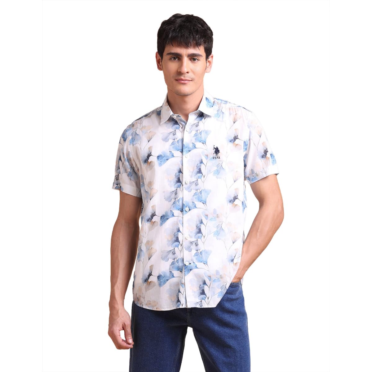 u.s. polo assn. denim co. Men's Floral Printed Slim Fit Shirt-picture-1