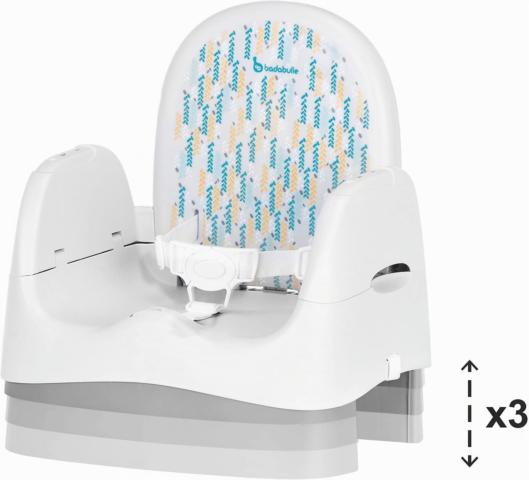 Badabulle Rehausseur de Chaise Enfant Trendy Meal, Universel, Adapté à Toutes les Chaises, Forme Ergonomique, Tablette Réglable & Amovible, Pliage Compact & Rangement Facile, Evolutif