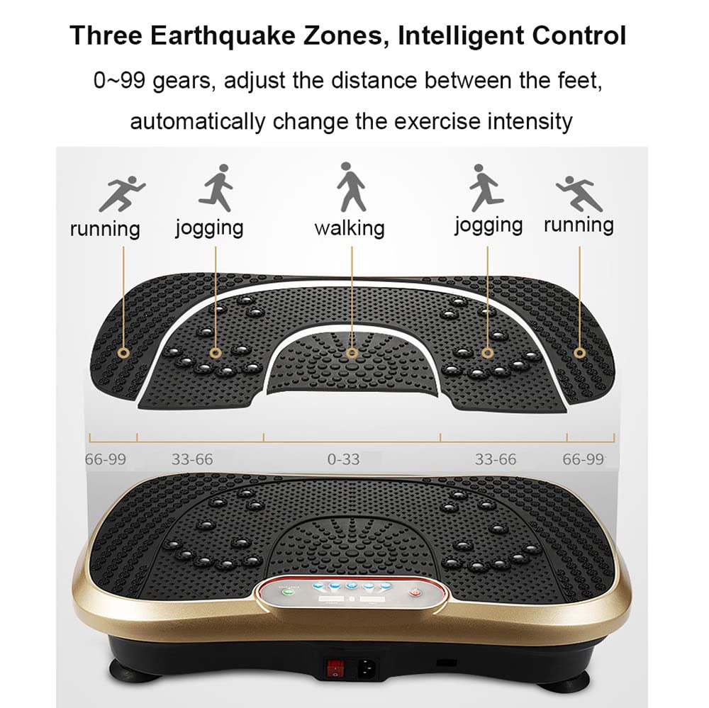 Placa vibratoria, máquina para Adelgazar el Cuerpo, Placa vibratoria para Ejercicios de Entrenamiento de Todo el Cuerpo, para Bajar de Peso, 99 Niveles, Masaje Shiatsu, bajo Nivel de Ruido, Carga má